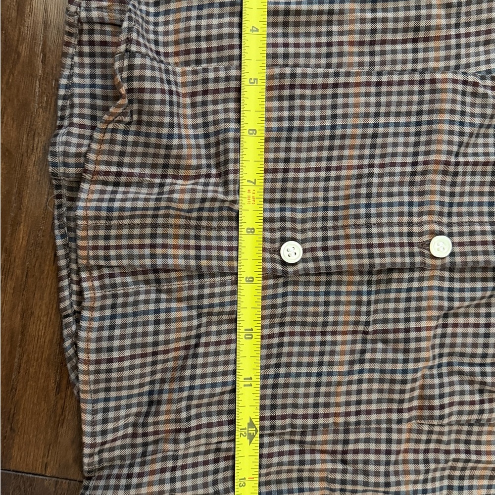 GAP Women’s XS Fitted Cropped Plaid Cotton Button-Up Shirt Brown Blue Beige - Picture 7 of 8